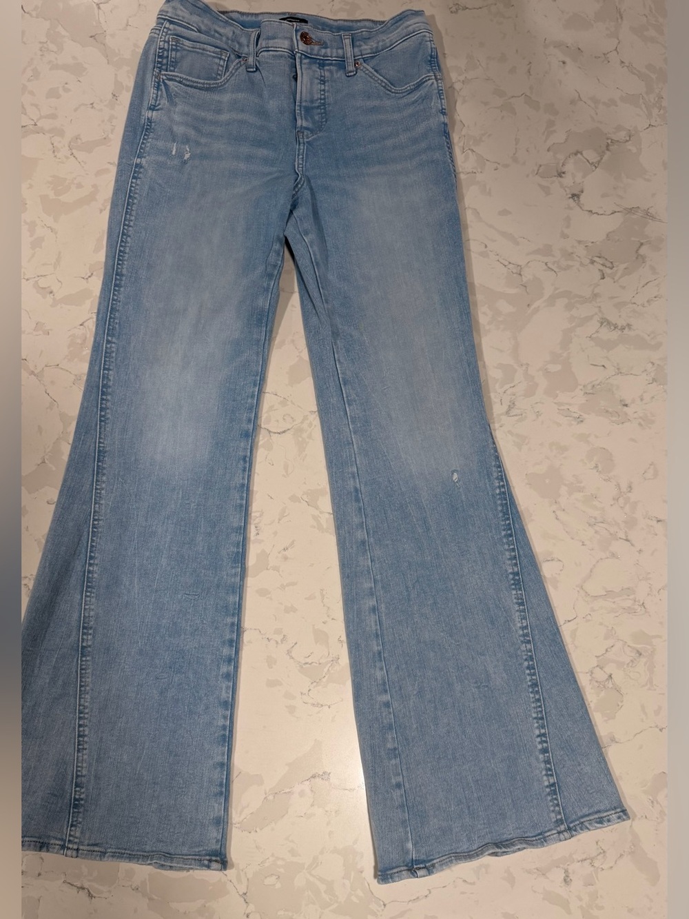 Express Light Blue Flare Wide-Leg Jeans
